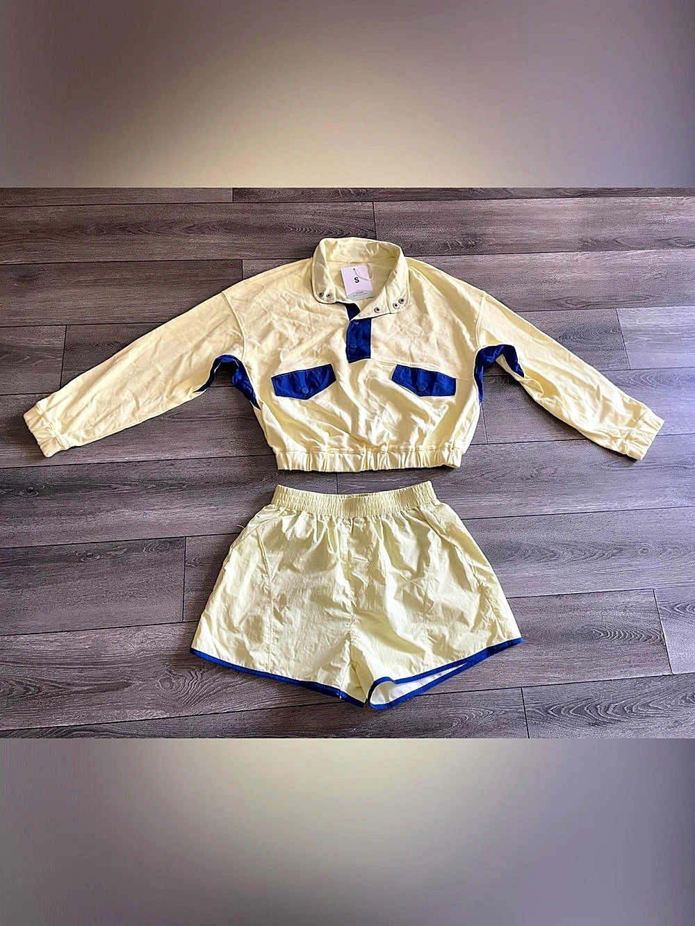 Fashion boutique- Yellow & Blue Track Jacket Set Size Small- NWT